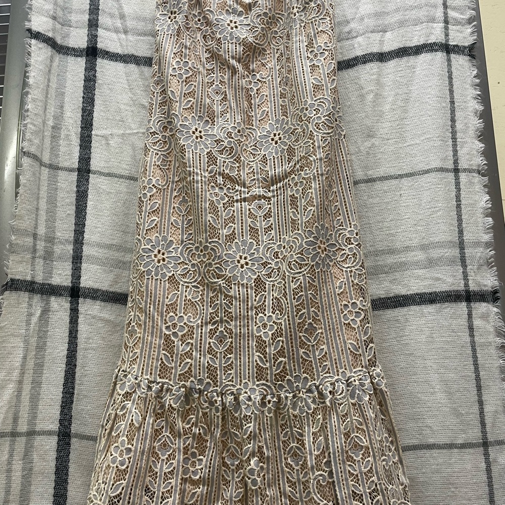 Anthropologie Cream Lace Midi Dress